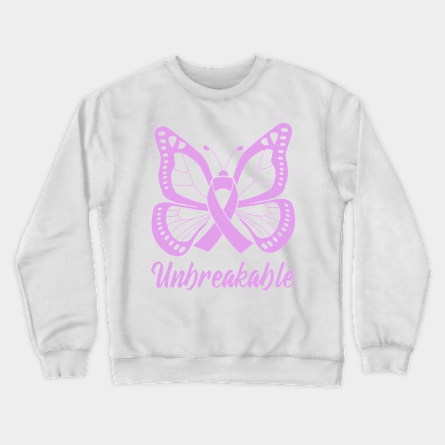 Lavender Butterfly Awareness Ribbon Unbreakable Crewneck Sweatshirt by FanaticTee